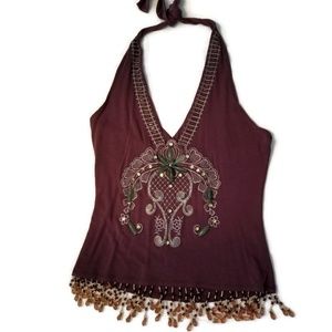 Women's embellished boho halter top Sz Small